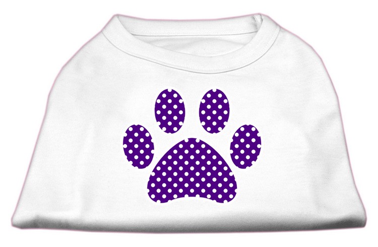 Purple Swiss Dot Paw Screen Print Shirt White XS